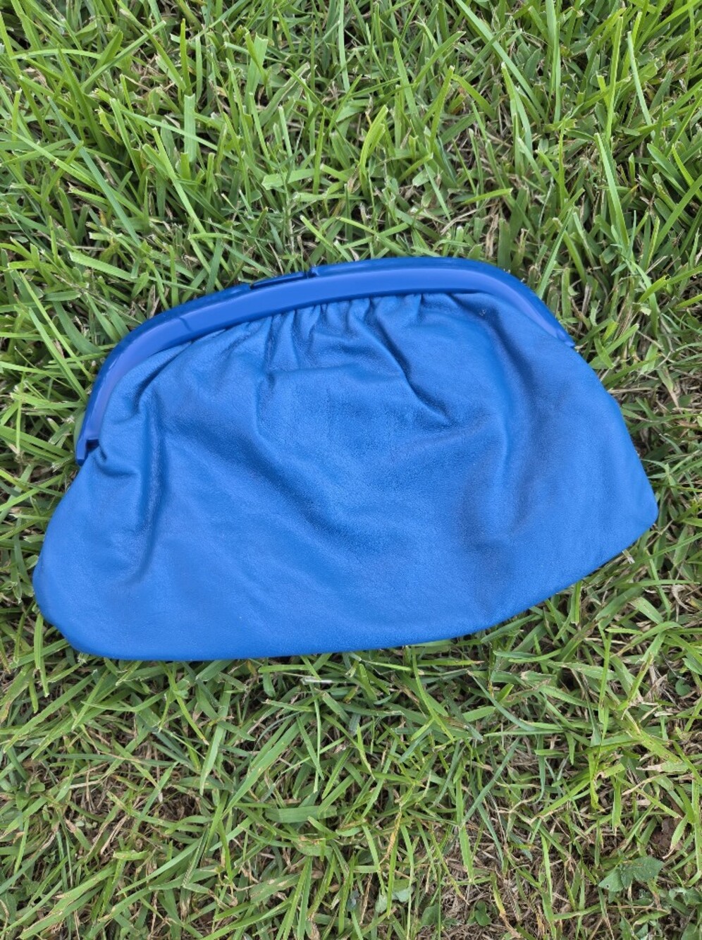 Vintage 80s Leather Clutch Blue